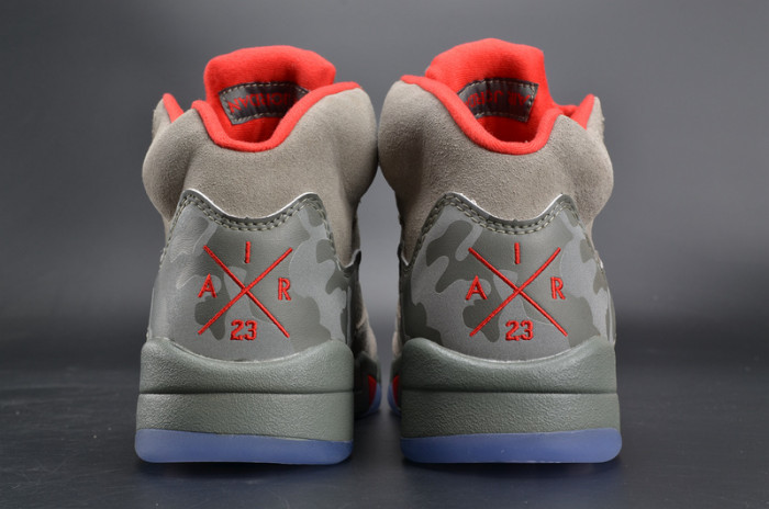 bape x air jordan 5 trophy room“camo” university red mens 136027-051