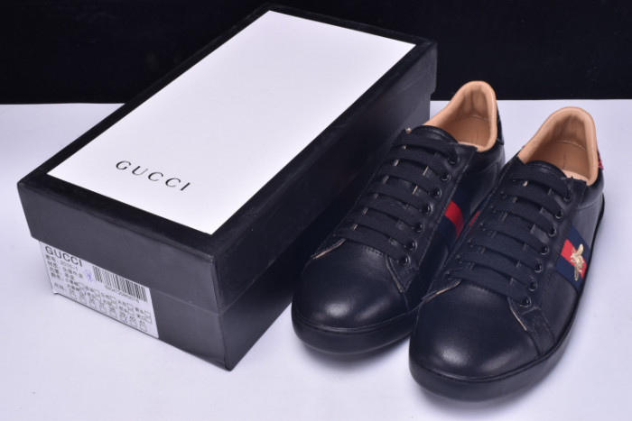 g*u*i ace embroidered low-top sneaker black with bee mens 431942-a38g0