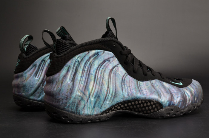 nike air foamposite one prm “abalone” black/aurora green mens 575420-009