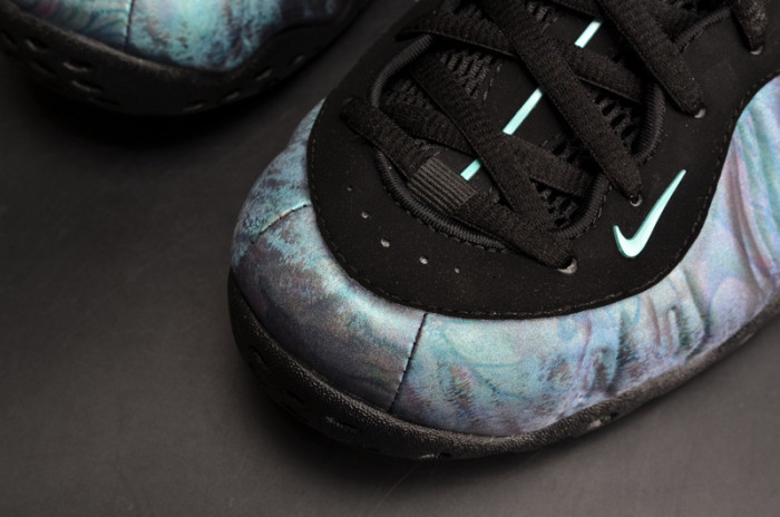 nike air foamposite one prm “abalone” black/aurora green mens 575420-009