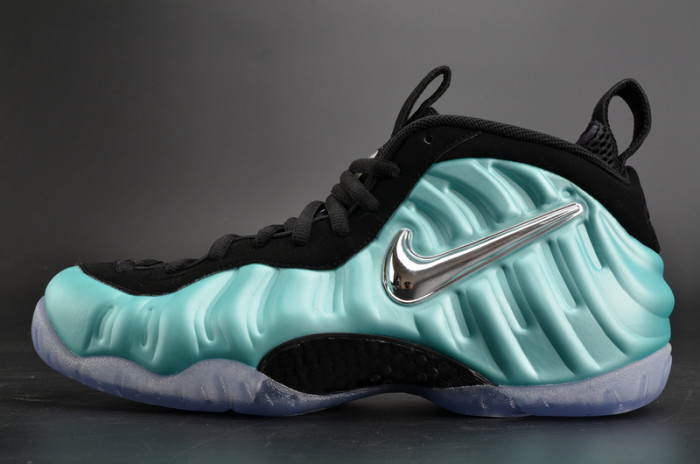 nike air foamposite pro “island green” metallic platinum mens 624041-303